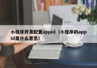 小程序开发配置appid（小程序的appid是什么意思）